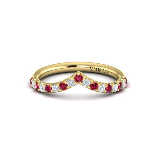 Ruby and Diamond Contour Band