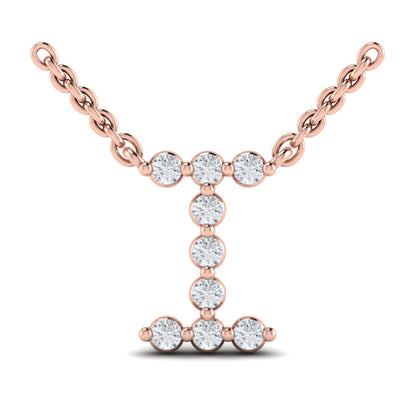 Diamond Alphabet Pendant Necklace, I