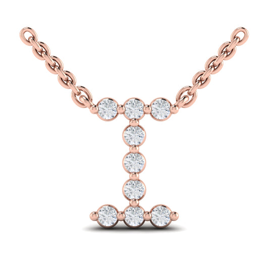 Diamond Alphabet Pendant Necklace, I