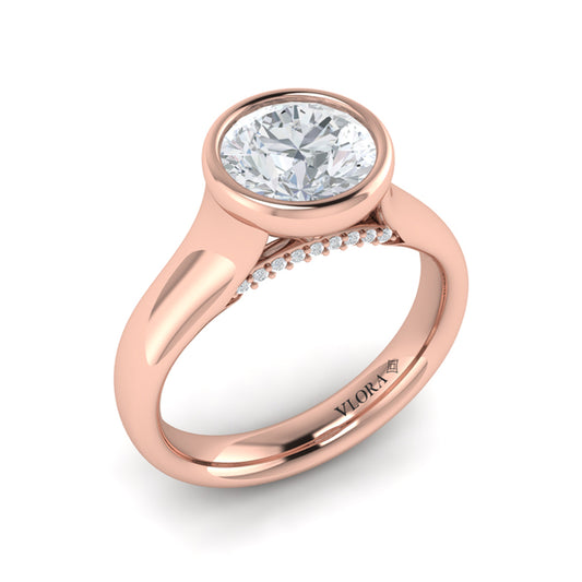Contoured Bezel Diamond Engagement Ring