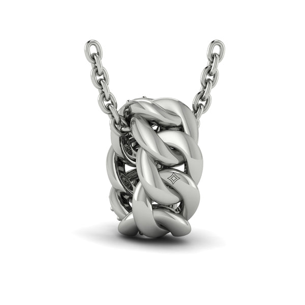 Channel Set Link with Diamonds Pendant Necklace