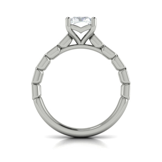 Emerald Cut Classic, Bezel Engagement Ring in Platinum by Vlora Bridal