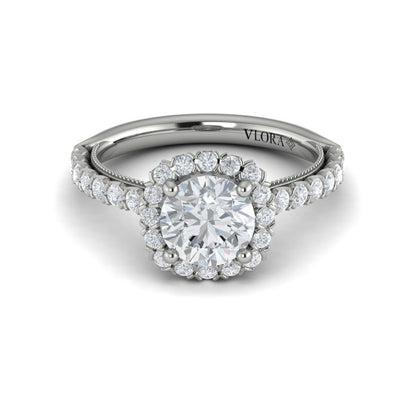 Floral Halo Round Engagement Ring