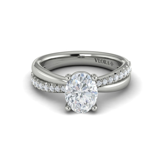 Oval Straight Row Engagement Ring in Platinum by Vlora Bridal