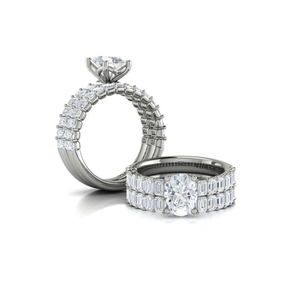 Eterna Oval Engagement Ring with Emerald Cut Band