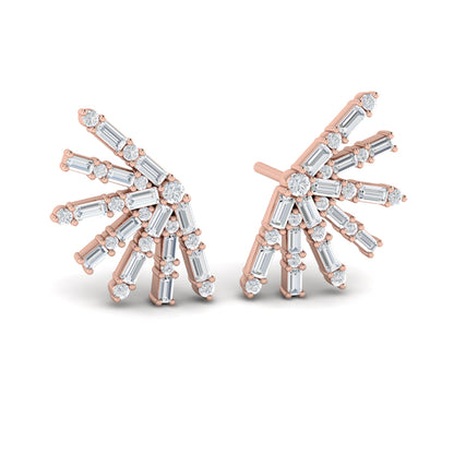 Baguette Radiant Diamond Stud Earrings