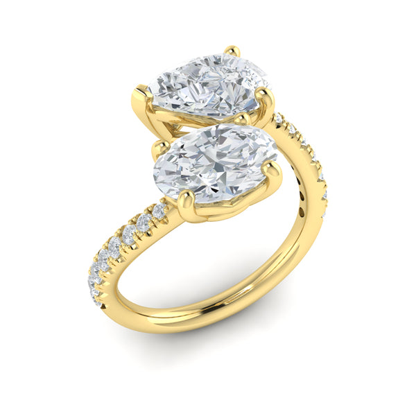 Kissing Oval and Pear Two Stone Engagement Ring