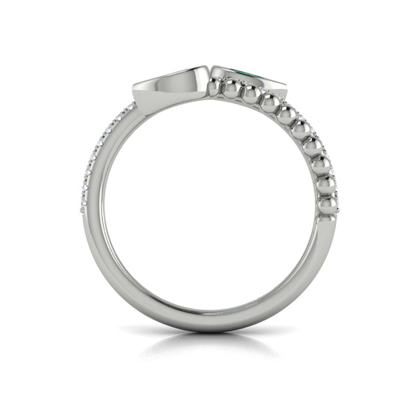 Bezel Set Pear shaped Emerald and Diamond Wrap Ring