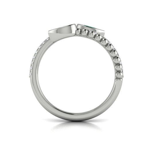 Bezel Set Pear shaped Emerald and Diamond Wrap Ring