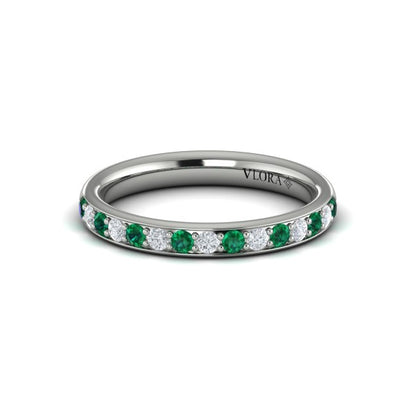 Delicate Emerald and Diamond Stackable Band