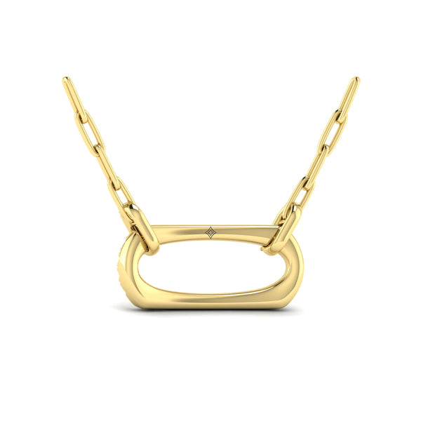 Diamond Accent East West Open Oval Pendant with Link Necklace