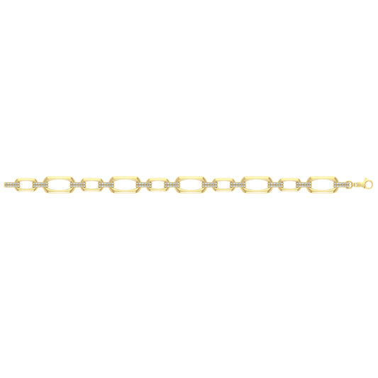 Diamond Accent East West Open Oval Link Bracelet