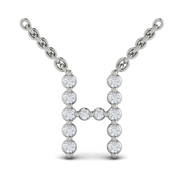 Diamond Alphabet Pendant Necklace, H