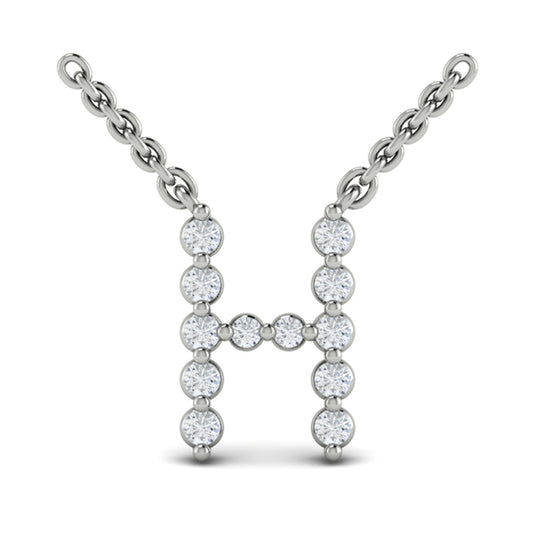 Diamond Alphabet Pendant Necklace, H