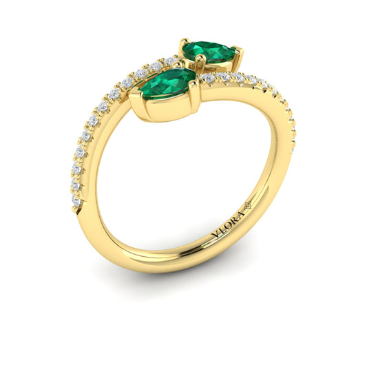 Diamond and Pear Emerald Wrap Ring