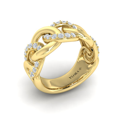 Diamond Interlacing Link Ring