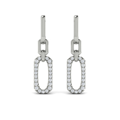 Diamond North South Open Oval Pendant Link Earrings