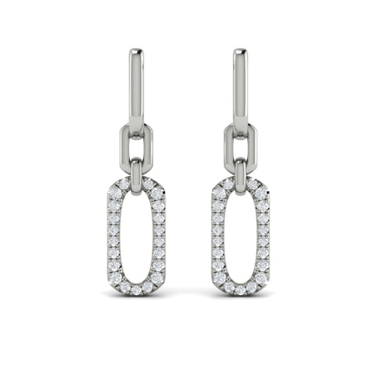 Diamond North South Open Oval Pendant Link Earrings