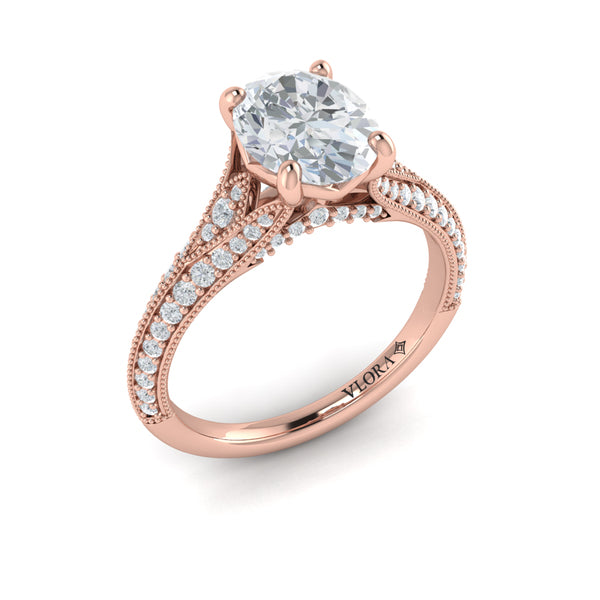 Vintage Splendor Oval Split Shank Engagement Ring