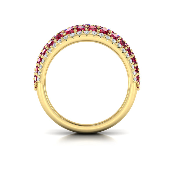 Diamond and Ruby Multi-Row Statement Ring