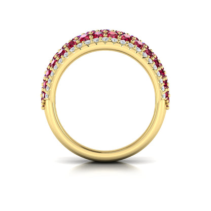 Diamond and Ruby Multi-Row Statement Ring