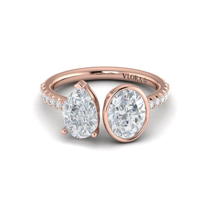 Duet Pear and Oval Two Stone Engagement Ring