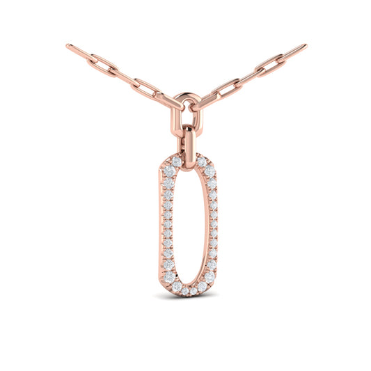 Diamond North South Open Oval Link Necklace