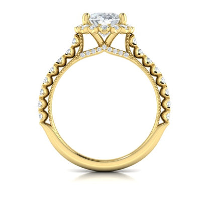 Floral Halo Oval Engagement Ring