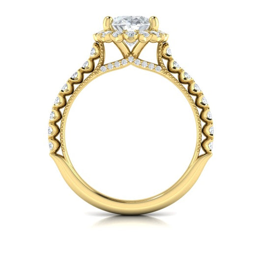 Floral Halo Oval Engagement Ring