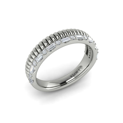 Diamond Baguette Textured Band