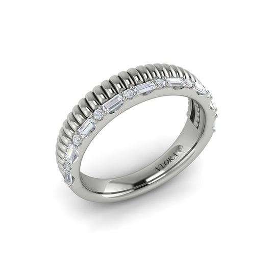 Diamond Baguette Textured Band