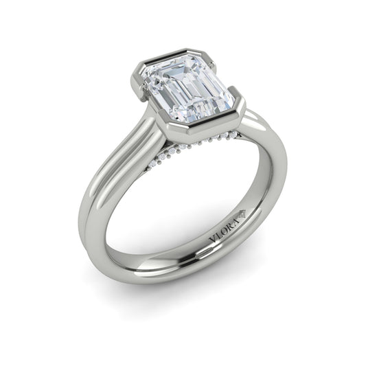 Veiled Emerald Cut Diamond Engagement Ring