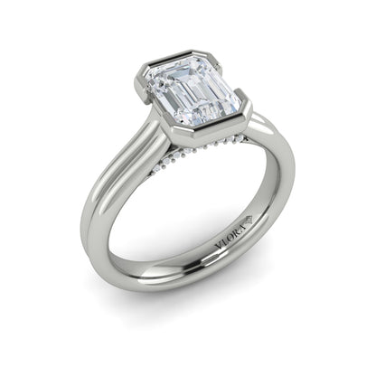 Veiled Emerald Cut Diamond Engagement Ring