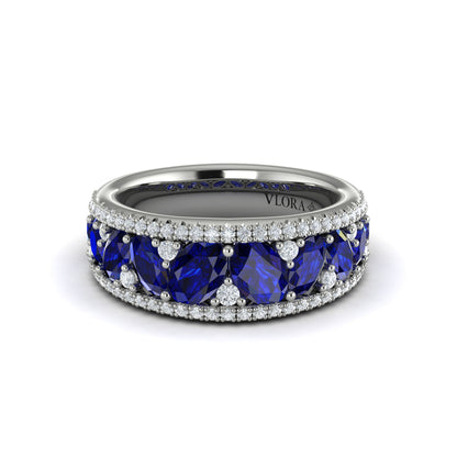 Oval Sapphire and Pavé Diamond Band