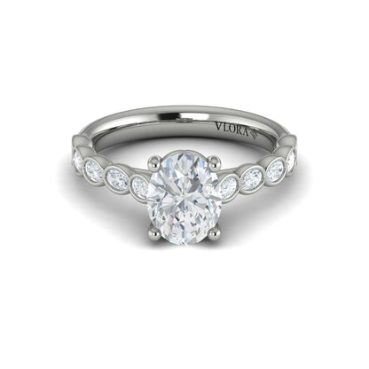 Bezel Oval Diamond Band Engagement Ring