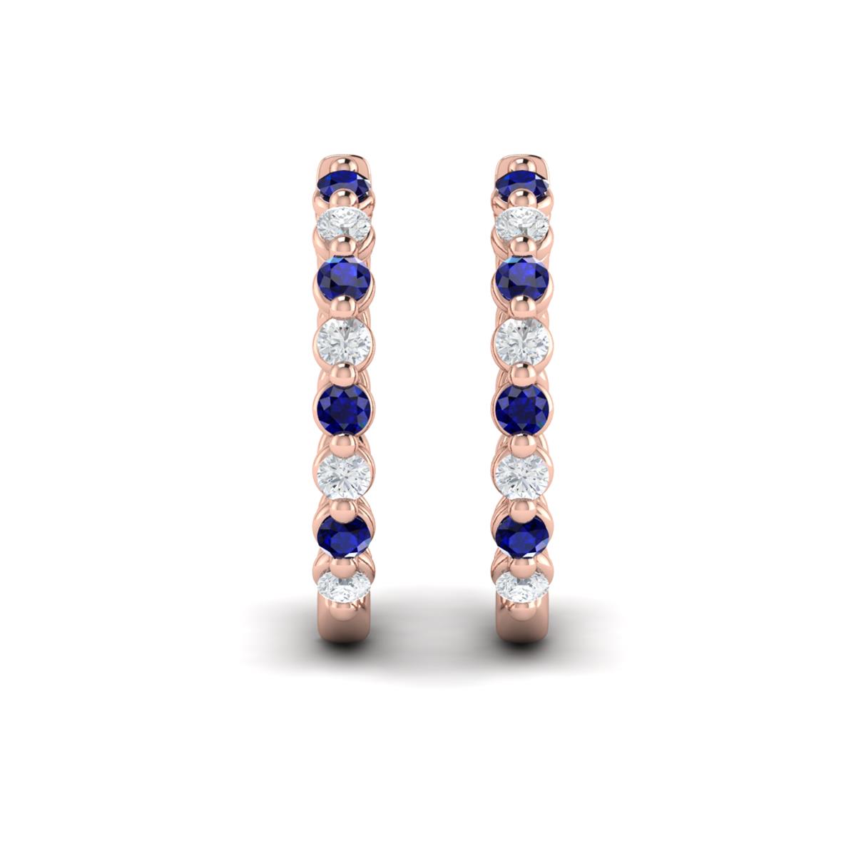 Diamond and Blue Sapphire  Twist Hoop Earrings