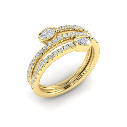 Diamond Three Row Oval Diamond Wrap Ring