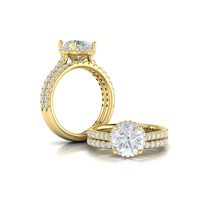 Round Halo Engagement Ring in 14K Yellow Gold by Vlora Bridal