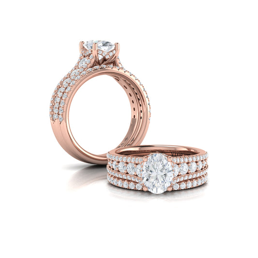 Bold Cathedral Oval Diamond Engagement Ring