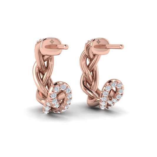 Alternating Diamond Twist Huggie Hoop Earrings