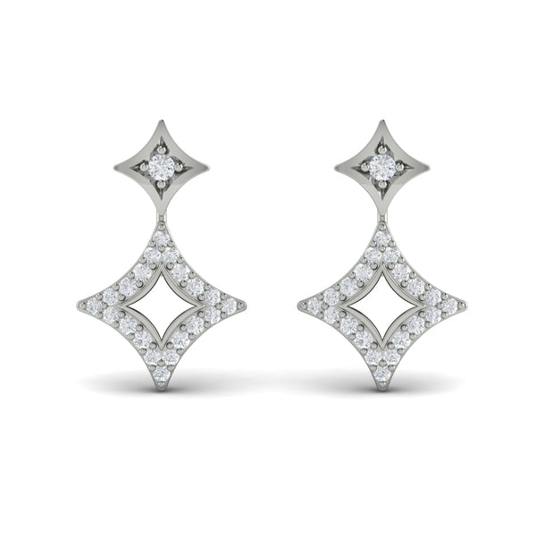 Diamond Double Vlora Star Open Motif Drop Stud Earrings
