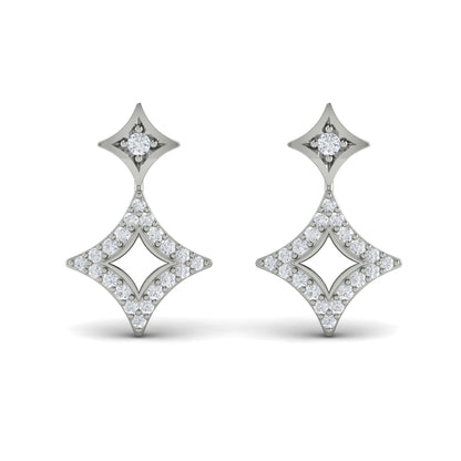 Diamond Double Vlora Star Open Motif Drop Stud Earrings