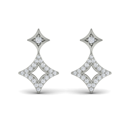 Diamond Double Vlora Star Open Motif Drop Stud Earrings