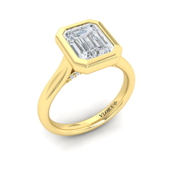Bold Bezel Emerald Cut Engagement Ring
