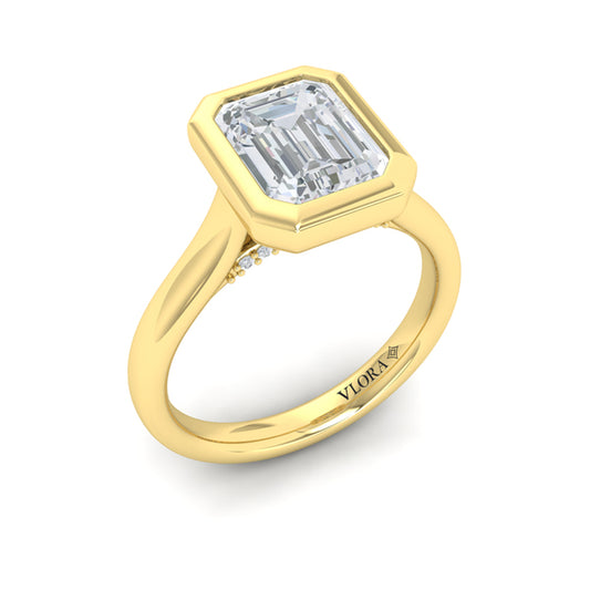 Bold Bezel Emerald Cut Engagement Ring