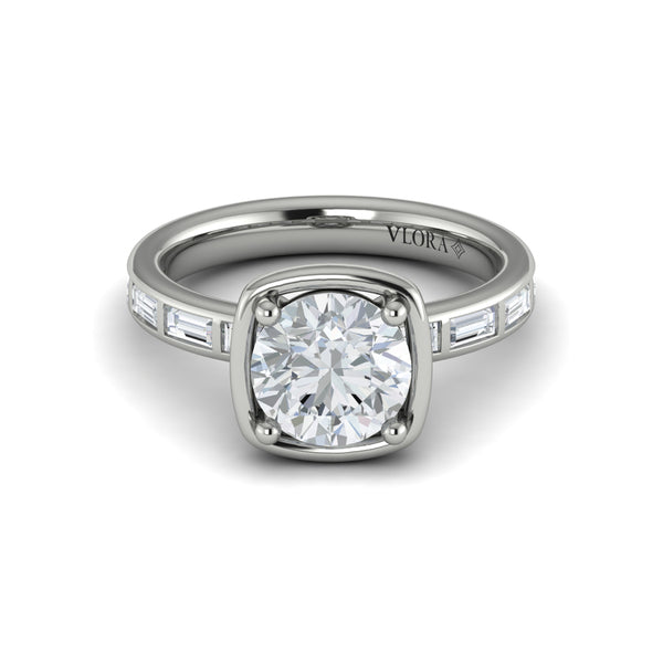 Round Classic Engagement Ring in Platinum by Vlora Bridal