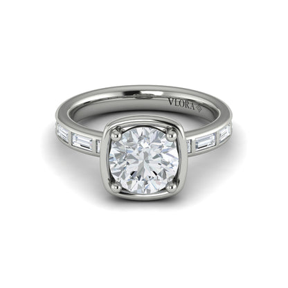Round Classic Engagement Ring in Platinum by Vlora Bridal