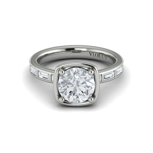 Round Classic Engagement Ring in Platinum by Vlora Bridal