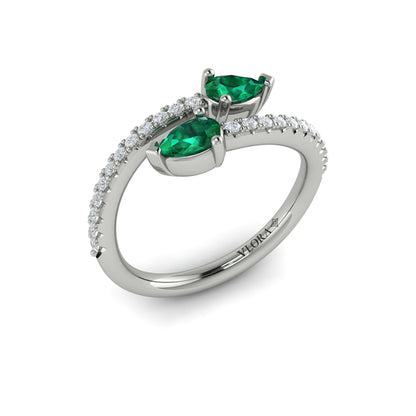 Diamond and Pear Emerald Wrap Ring