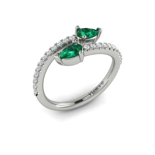Diamond and Pear Emerald Wrap Ring